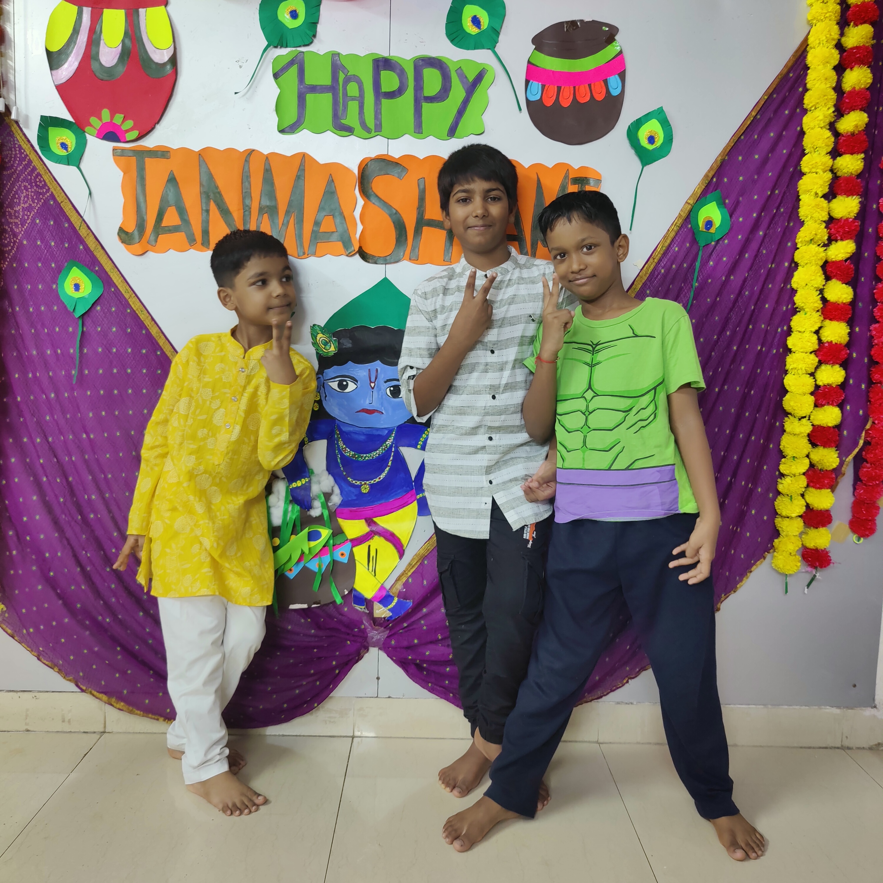 Cultural performance by kids during Janmashtami celebration