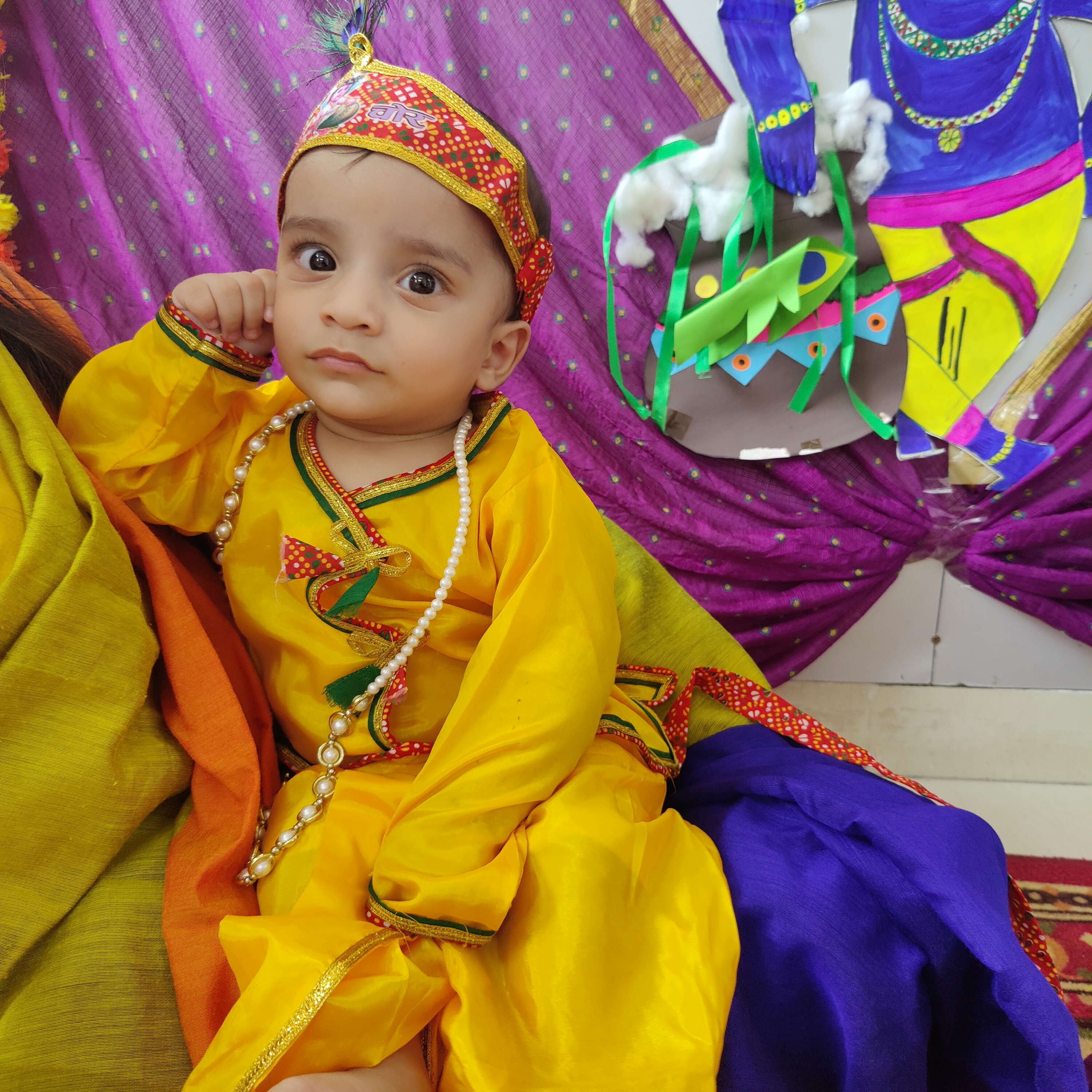 Janmashtami celebration at Nectars Cove with kids dressed as Krishna.