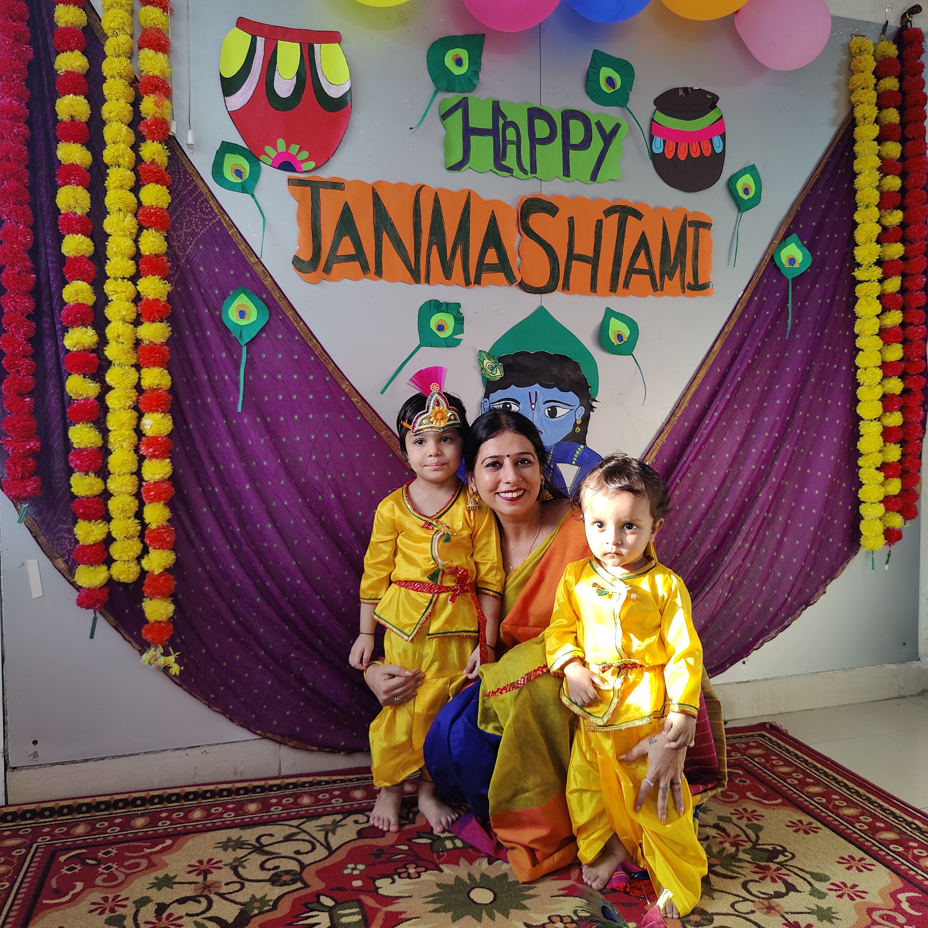 Group of children participating in Janmashtami cultural event
