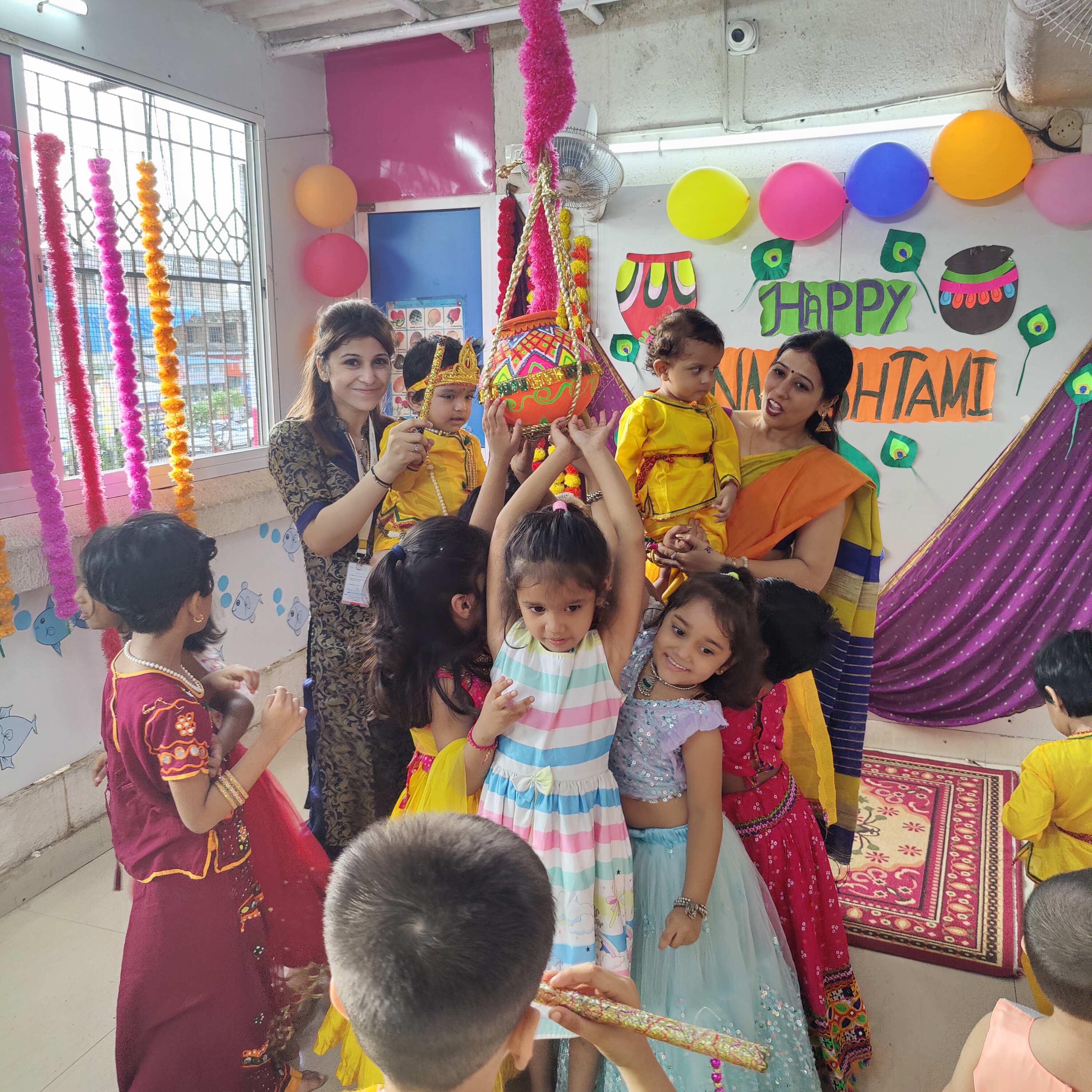 Little Krishna and Radha costumes showcased during school function